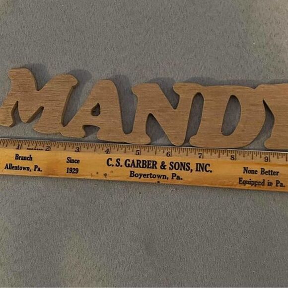 Light Wooden Handmade Name Carving “Mandy” 10” - Picture 3 of 3